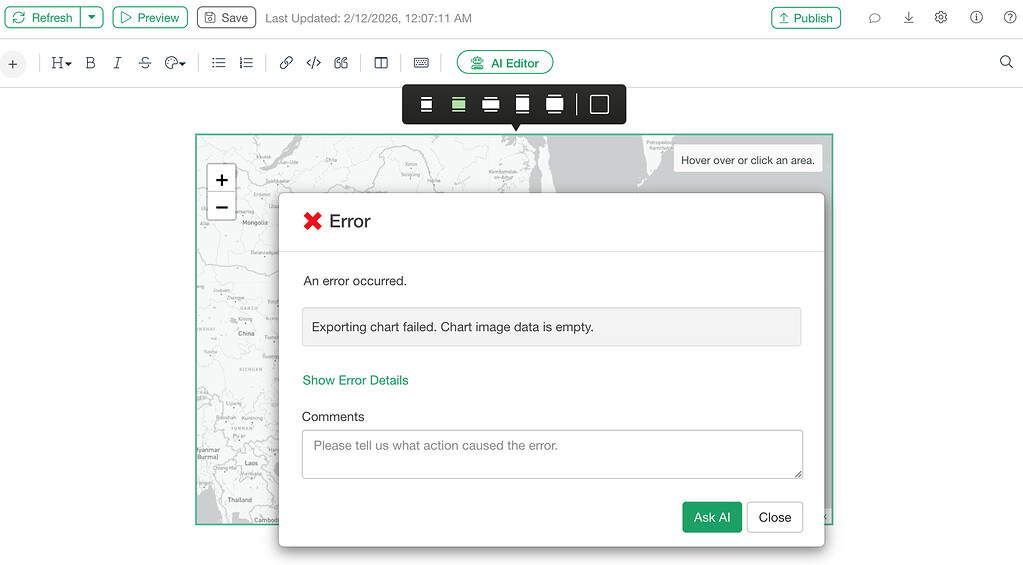 When attempting to export a chart image from a map within a Note, the ...