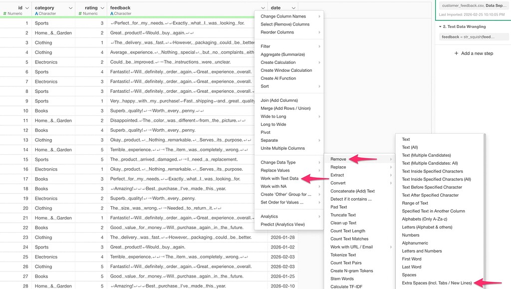 How can I remove newline characters and tab characters from text data ...
