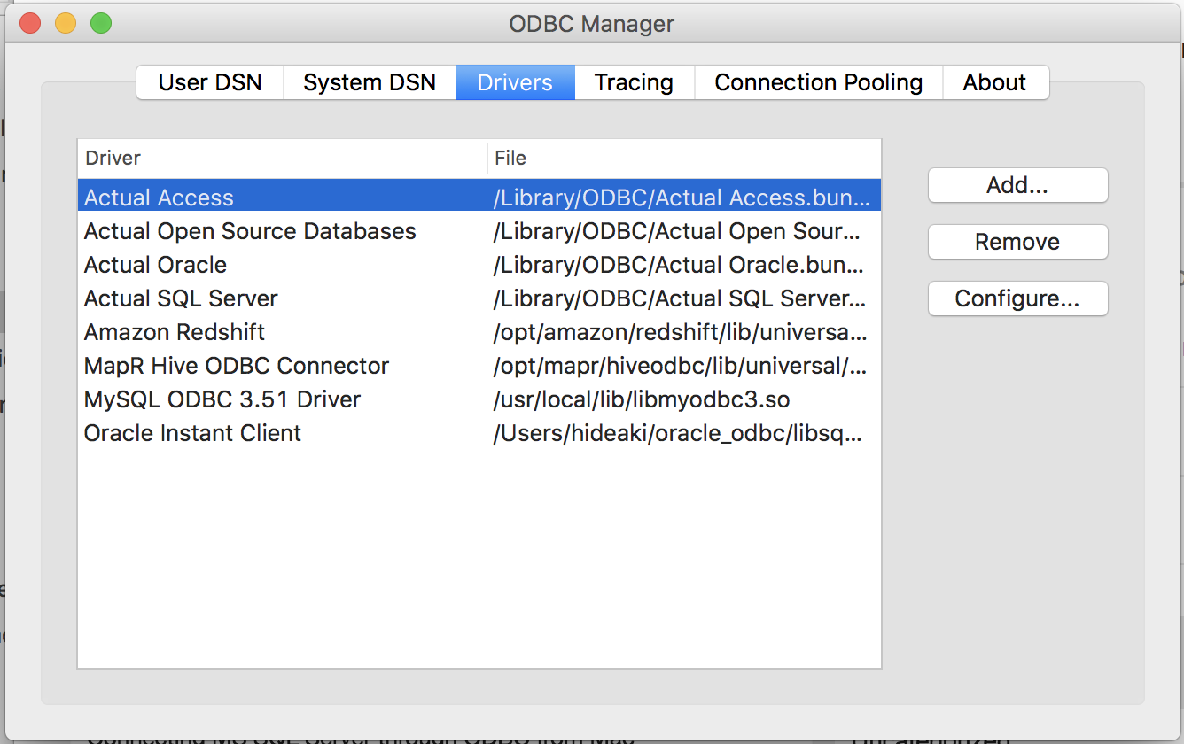 iodbc driver for mac